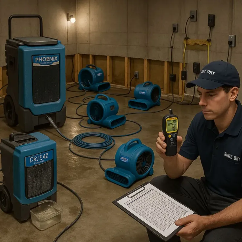 Structural Drying and Dehumidification process in Bee Cave, TX